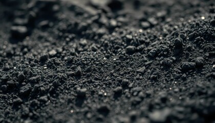 Poster - Dark Granular Texture with Fine Particles on Surface in Close-Up