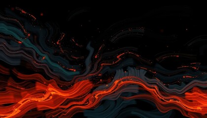 Poster - Abstract Wave Patterns with Red and Black Backgrounds for Designs