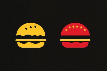 Poster - Minimalist burger icon logo design featuring bold colors, playful elements, and a clean aesthetic suited for fast food branding