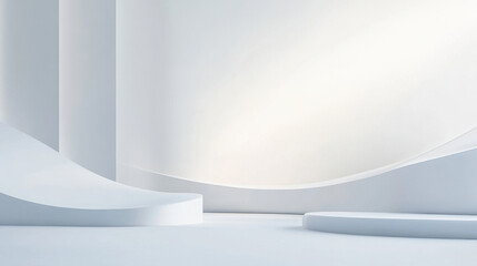 Wall Mural - 3d render of an abstract background with a white wave and empty space for product presentation