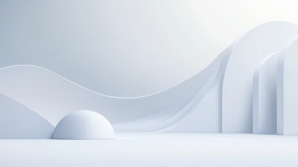 Wall Mural - 3d render of an abstract background with a white wave and empty space for product presentation