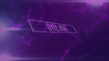 Poster - Purple geometric network animation in background with online text displayed