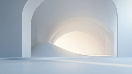 Wall Mural - 3d render of an abstract background with a white wave and empty space for product presentation