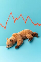 Poster - A bear sliding down a declining price chart.