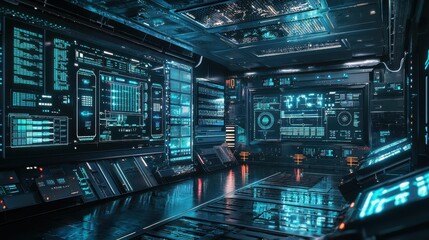 Poster - Futuristic Modular Battery Storage System with High-Tech Interfaces