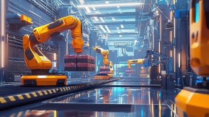 Poster - Advanced Robotic Distribution Center with Futuristic Technology