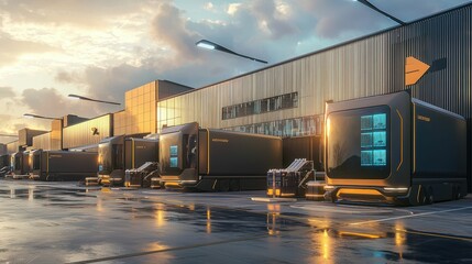 Poster - Futuristic Logistics Hub with Innovative Distribution Solutions