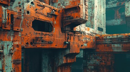 Poster - Futuristic Reinterpretation of Rusted Metal Structures and Textures