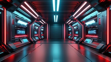 Poster - Futuristic Smart Warehouse Design with Neon Lighting and Technology