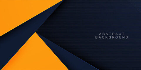 Wall Mural - overlap papercut orange and dark blue 3d abstract background with simple and modern pattern design. 