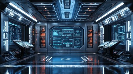 Poster - Modern High-Tech Warehouse Design with Interactive Digital Displays