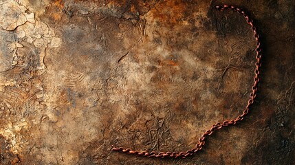Poster - Minimalist Composition Highlighting Rusted Chain on Textured Surface