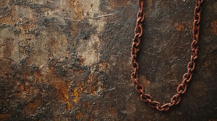 Poster - Minimalist Composition Highlighting Rusted Chain on Textured Background