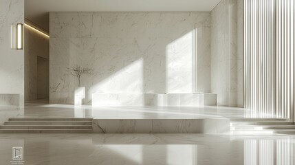 Poster - Elegant Minimalist Living Room with Marble Interior Design