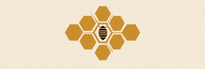 Leinwandbilder - Minimalist honeycomb logo design featuring golden shades and modern clean aesthetic for natural branding solutions