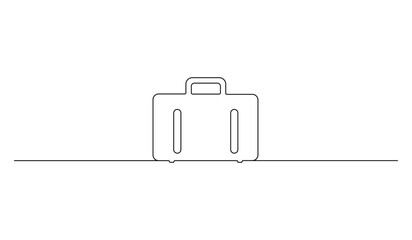 Poster - Travel suitcase in continuous line drawing style. Single line art suitcase. Vector illustration