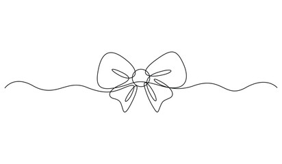 Poster - continuous one line drawing of gift bow. bow one line icon. single line drawing background. vector i