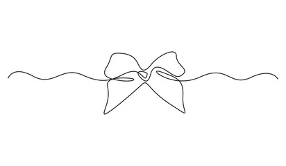 Poster - continuous one line drawing of gift bow. bow one line icon. single line drawing background. vector i
