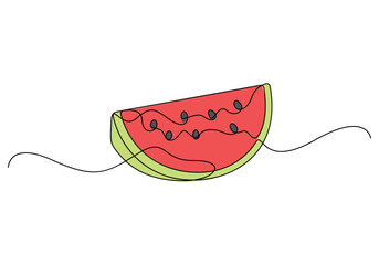 Poster - One continuous line drawing of watermelon. Single line art watermelon. Vector illustration
