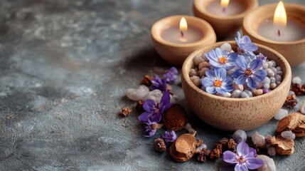 Poster - A beautiful arrangement of flowers surrounded by soft candles creating a serene and inviting atmosphere