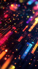 Fototapete - Dynamic data visualization abstract digital space graphic art vibrant environment close-up technology concept