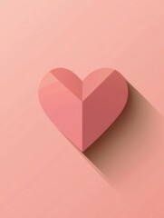 Aufkleber - Minimalist heart icon in warm pink tones with soft shadows showcases flat design aesthetics