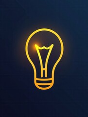 Poster - Glowing light bulb icon with bright yellow highlights in minimalist style for creative design projects and inspiration