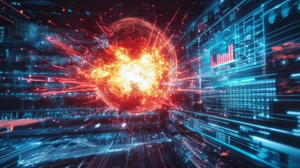 Poster - Powerful Futuristic Explosion in Advanced Research Facility Setting
