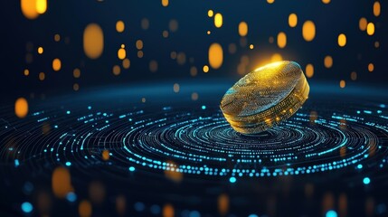 Poster - a glowing futuristic chart tracking long-term gold price stability.