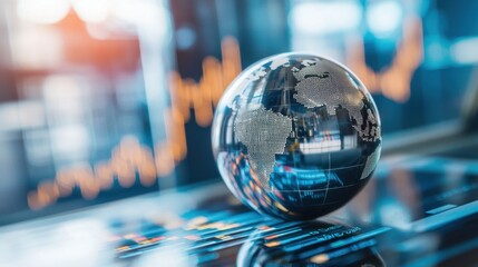 Poster - Corporate globalization concept with financial growth indicators and international trade links.