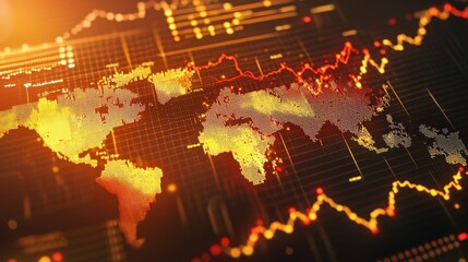 Poster - Corporate globalization concept with financial growth indicators and international trade links.