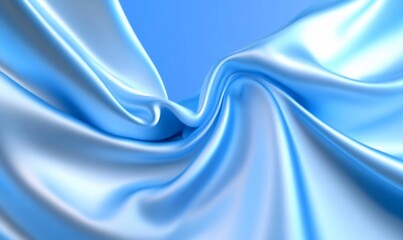 Poster - Light Blue Satin Fabric Texture Background Smooth Elegant Draped Flowing Luxury