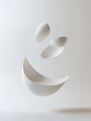Fototapete - Floating minimalist 3D shapes create an elegant and futuristic atmosphere with soft shadows and light reflections