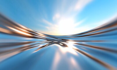 Poster - Abstract Metal Flow Background Silver Blue Sky Design
