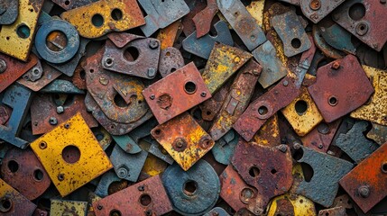 Poster - Colorful Abstract Composition of Rusted Metal Scrap Background