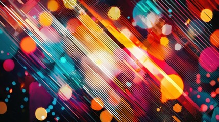 Poster - Vibrant Digital Abstract Art Piece with Colorful Shapes and Lines