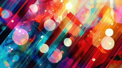 Poster - Vibrant Abstract Digital Art with Bold Colors and Dynamic Shapes