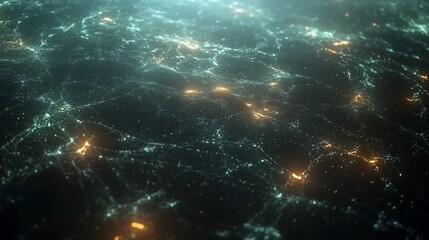 Poster - Glowing Abstract Network Background Teal Orange Particles