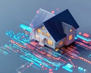 Poster - a home showing interactive metrics on water and energy use