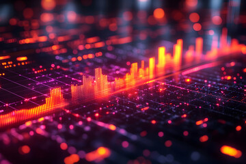 Poster - Abstract city skyline of glowing lines