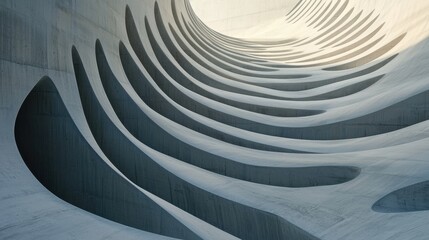 Leinwandbilder - Elegant white abstract background with smooth wave-like patterns and depth effects.