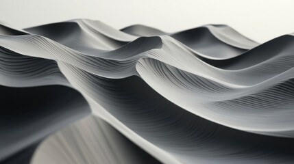 Leinwandbilder - Elegant white abstract background with smooth wave-like patterns and depth effects.