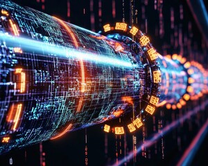 Aufkleber - A pipeline rendered digitally with efficiency metrics