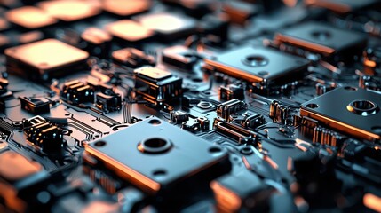 Poster - Detailed Macro Image of Battery Storage Cells and Circuit Components