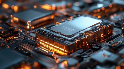 Poster - Detailed Macro Shot of Battery Storage Cells and Circuitry Components