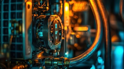 Poster - Detailed Macro of an Air Conditioning Component Inside a System