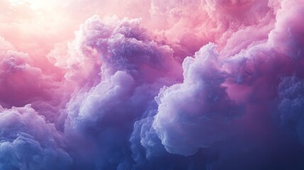 Wall Mural - Beautiful fluffy clouds with vibrant colors of pink and purple
