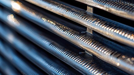 Poster - Detailed Macro Shot of Air Filter Fins with Reflections and Texture