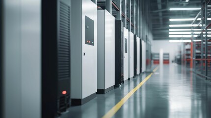 Poster - Modern Battery Storage Units in High-Tech Facility Environment