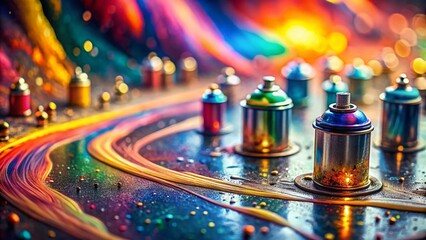 Poster - Miniature Spray Paint Art: Flowing Lines & Vibrant Colors - Tilt-Shift Photography